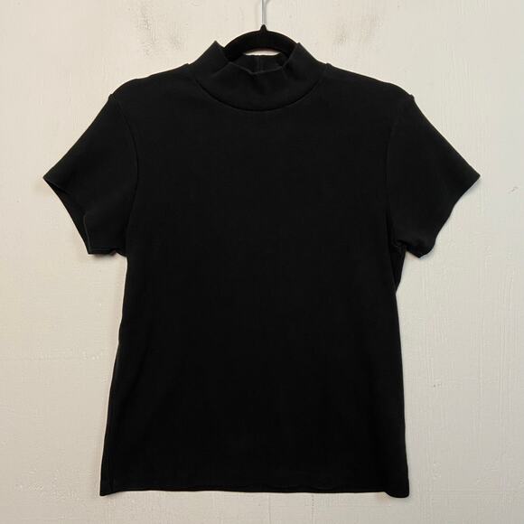 AGOLDE Women’s Black Short Sleeve Ribbed Mock Neck Tee Size Medium Capsule - Picture 1 of 8